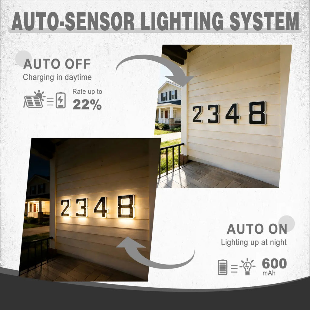 6.7" Solar‑Powered LED House Numbers – Waterproof, Self‑Illuminating 🏡✨