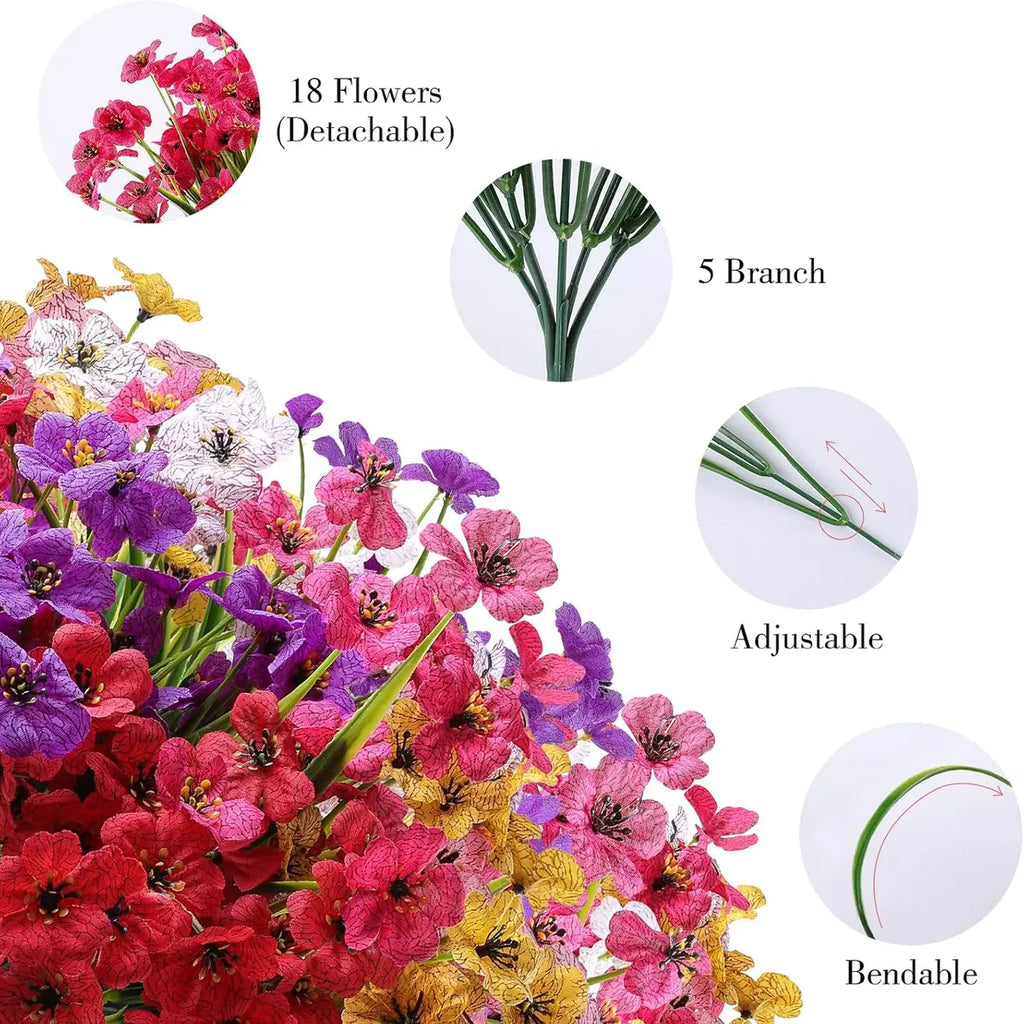 24&48Bundles UV Resistant Artificial Flowers – Vibrant Faux Florals for Indoor & Outdoor
