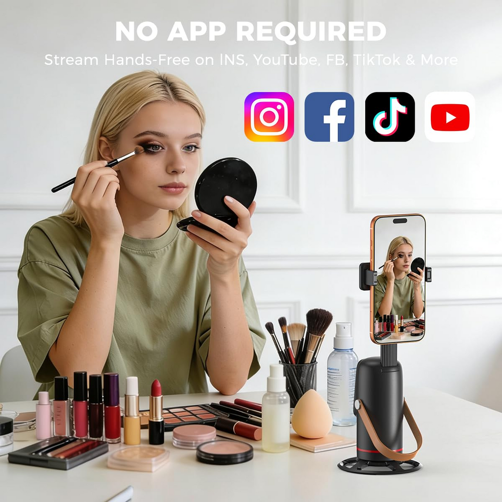 Auto Tracking Tripod with Gesture Control – 360° Rotating Phone Stand for Vlog & Live Streaming
