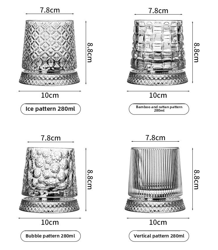 Rotating Whiskey Glass with Non-Spill Base