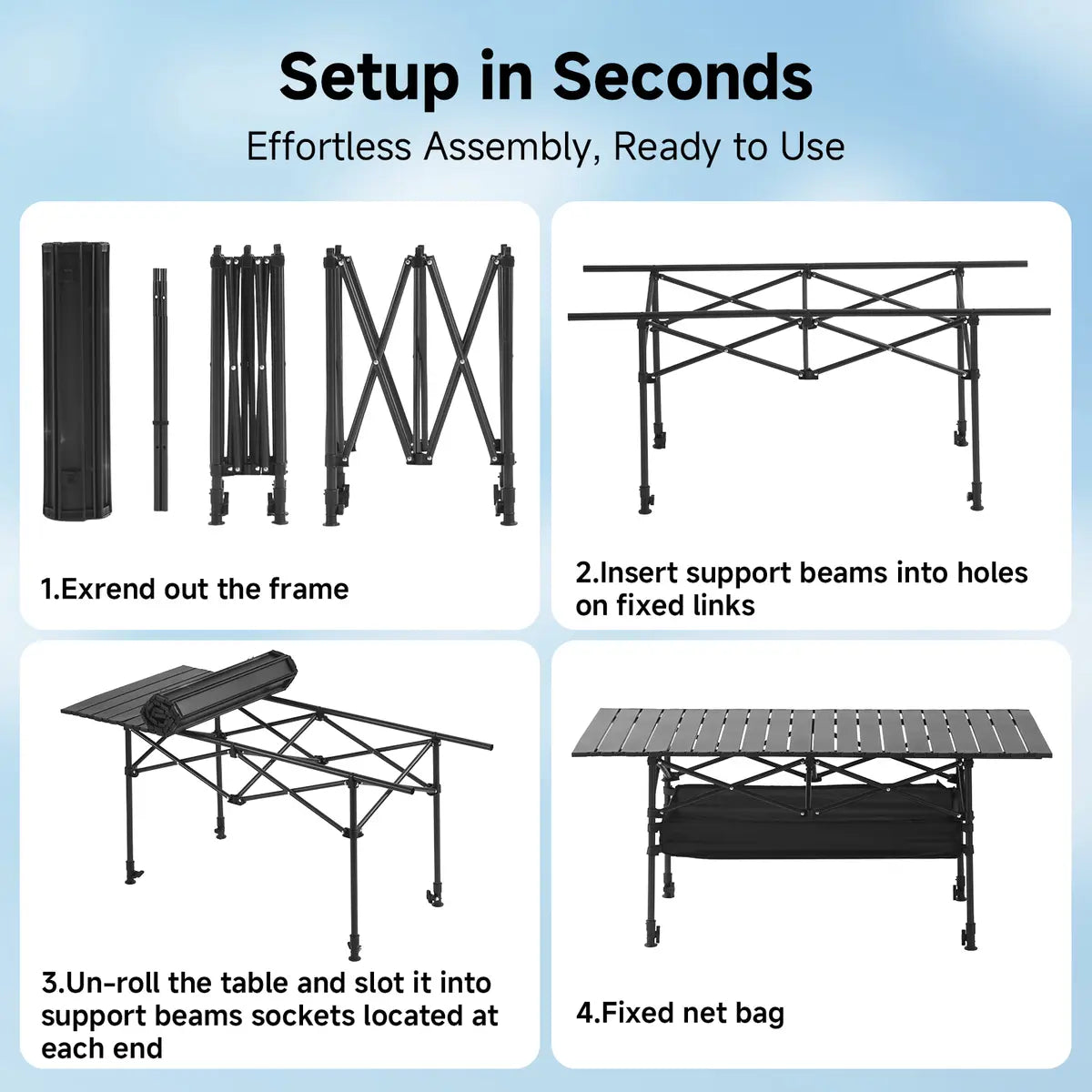 ⛰️Limited-time 50% discount⏰Foldable Height-Adjustable Camping Table with Storage Bag