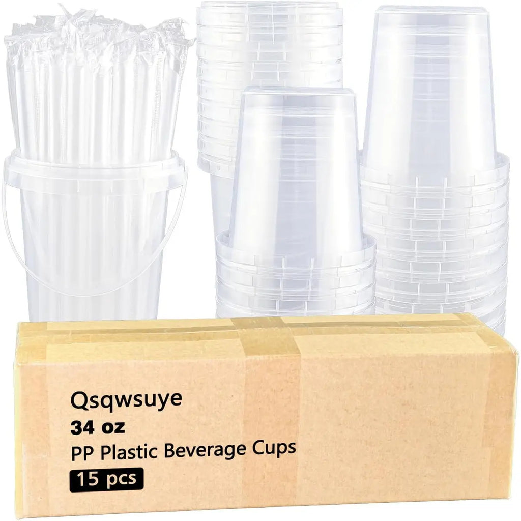 Clear Plastic Cups with Lids & Straws – Sturdy, Reusable & Leak-Proof