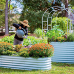 🍅Limited-time Summer Special Offer🍆2-Pack 12" Tall 4x2 ft Metal Raised Garden Beds – Oval Planter Box for Vegetables & Flowers
