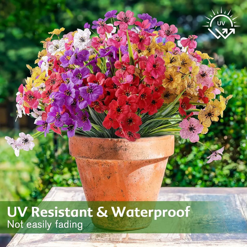 24&48Bundles UV Resistant Artificial Flowers – Vibrant Faux Florals for Indoor & Outdoor