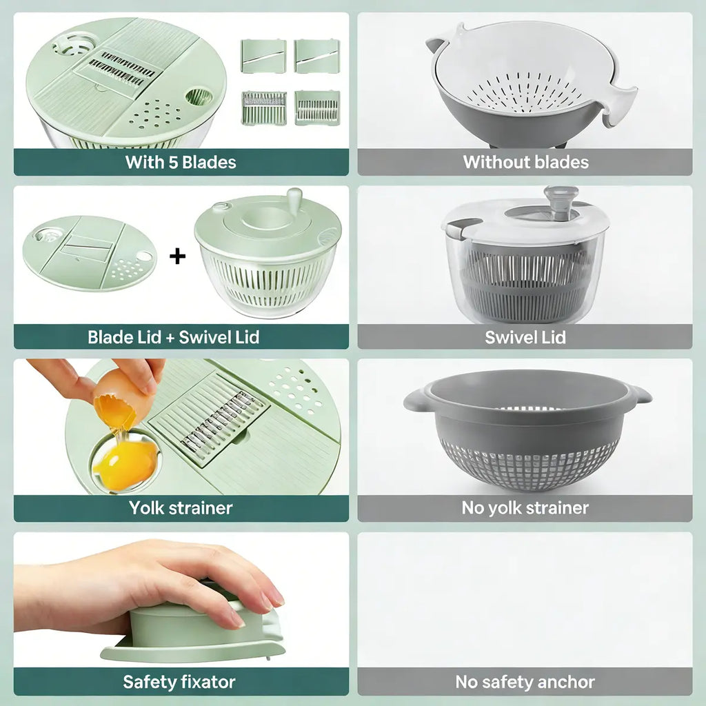 Salad Spinner & Chopper – Wash, Spin, Slice &Serve in One Bowl 🥗✨