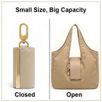 Keychain Foldable Tote Bag – Nylon &Leather, Expandable Design 👜🔑