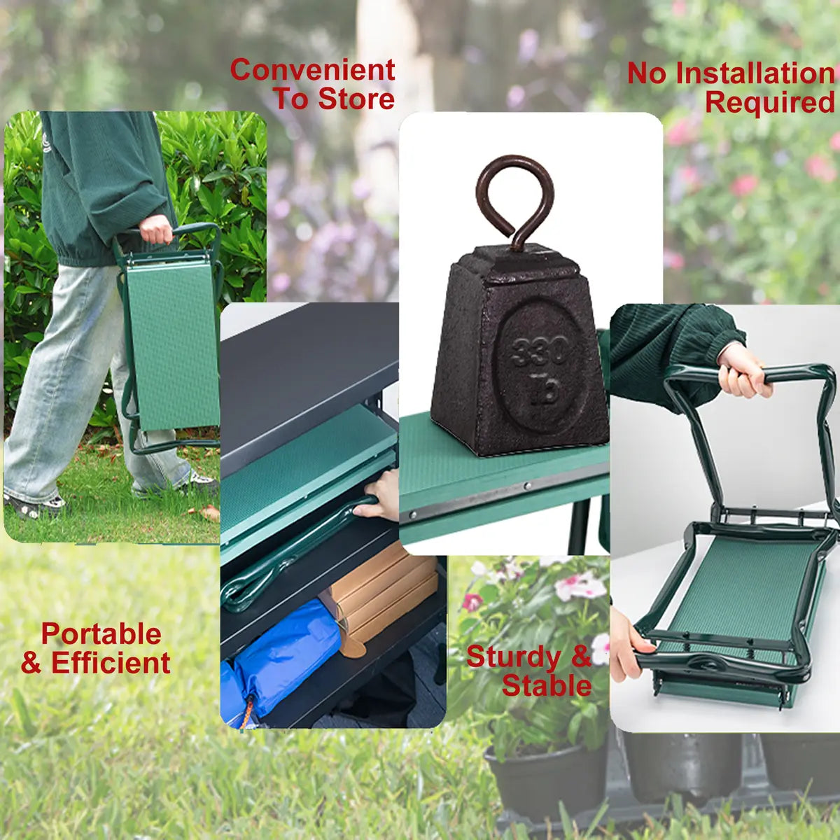 Garden Kneeler & Seat – EVA Foam Pad, Steel Frame, Tool Bags Included 🪴