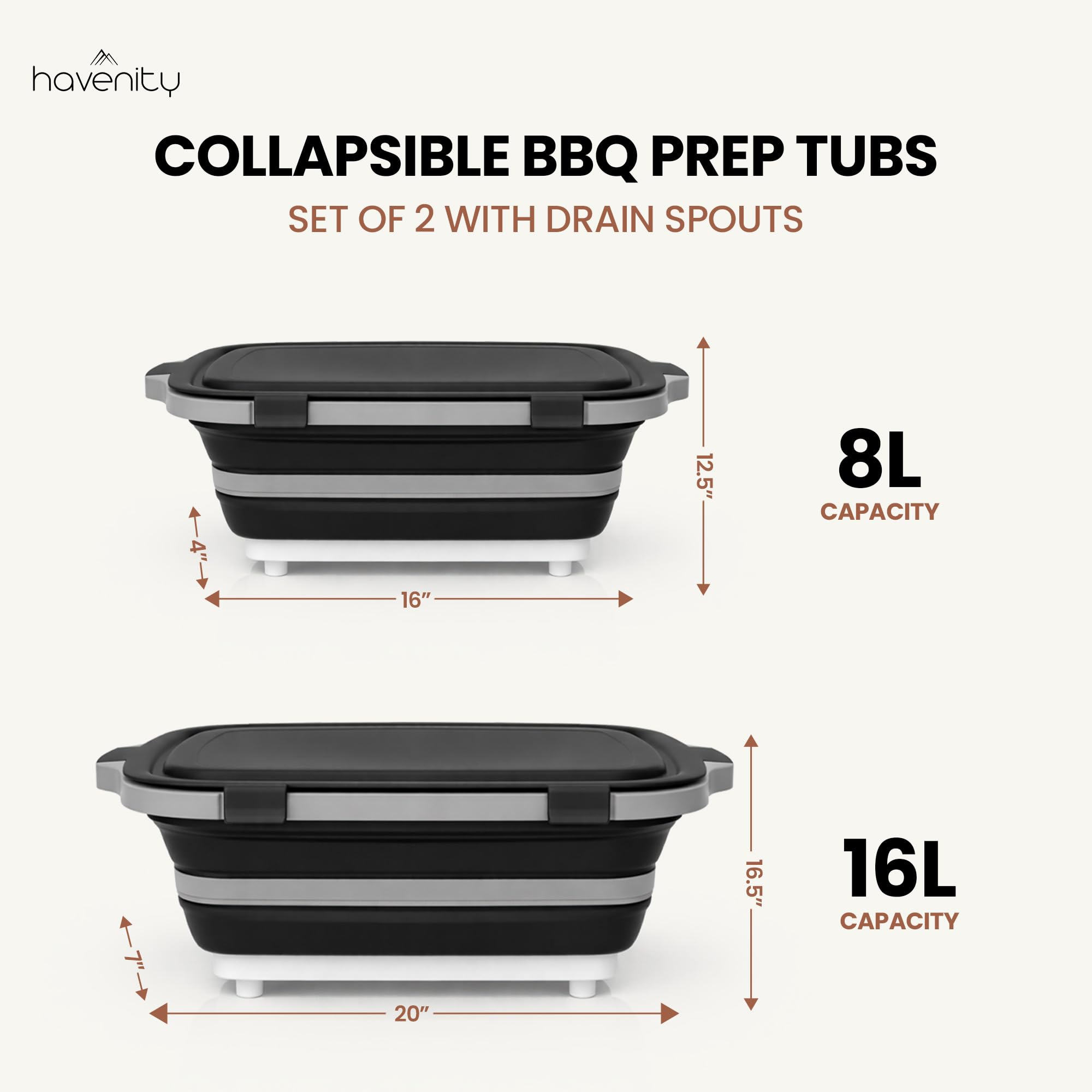 Collapsible BBQ Prep Tub with Cutting Board Lid – Foldable &Portable 🍖🧊