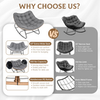 Oversized Wicker Papasan Rocking Chair with Cushion – 450 lb Capacity, Indoor/Outdoor Lounge Chair