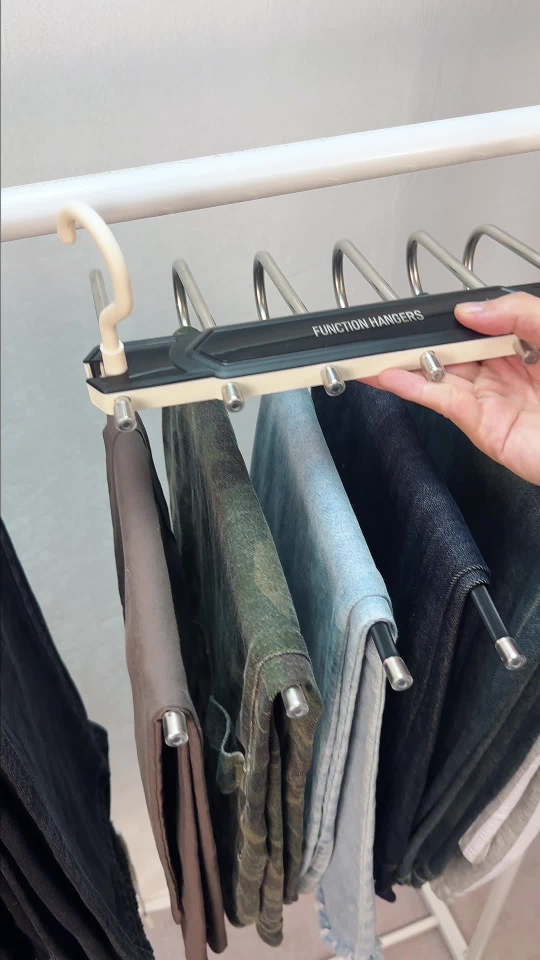 6 Layer Pants Hanger Space Saving Closet Organizer with 50mm Wide Spacing
