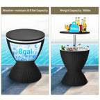 Rattan Bar Table with Ice Cooler – Adjustable Height, 3-in-1 Outdoor Cocktail Table