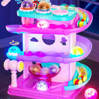 👧🌺Children's Day gift🔥2-in-1 Rolling Ball & Car Ramp Toy – Montessori Learning Game with Hammer & Lights
