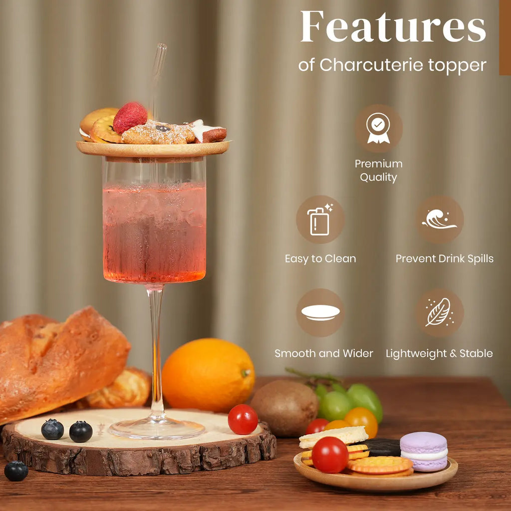 Wine Glass with Charcuterie Topper – Built‑in Snack Plate & Straw 🍷🧀