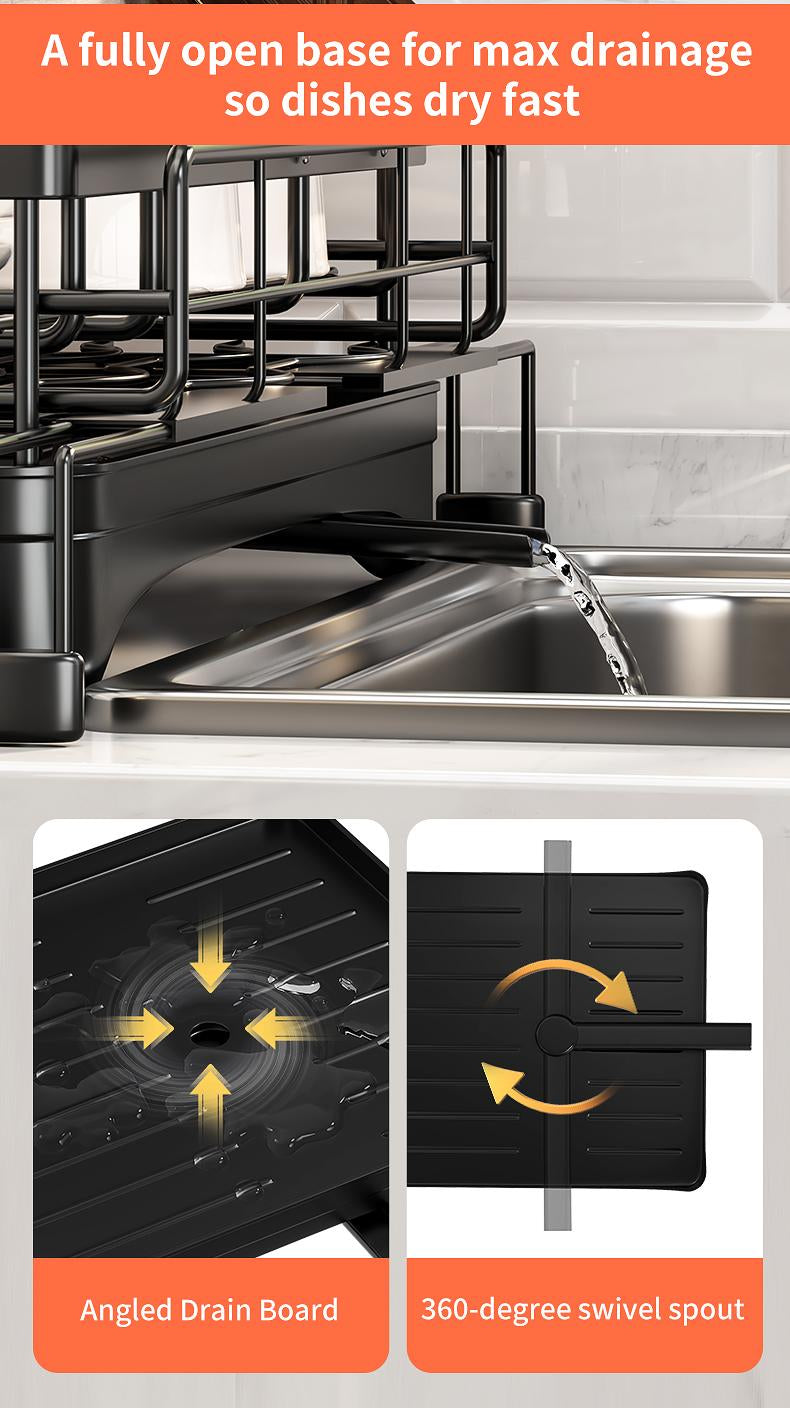 Foldable Dish Drying Rack with Pull‑Out Tray 🍽️🔄