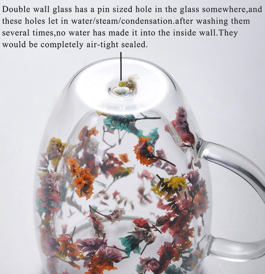 Double Layer Dried Flower Glass Mug – 10oz Tea &Coffee Cup 🌸🍵