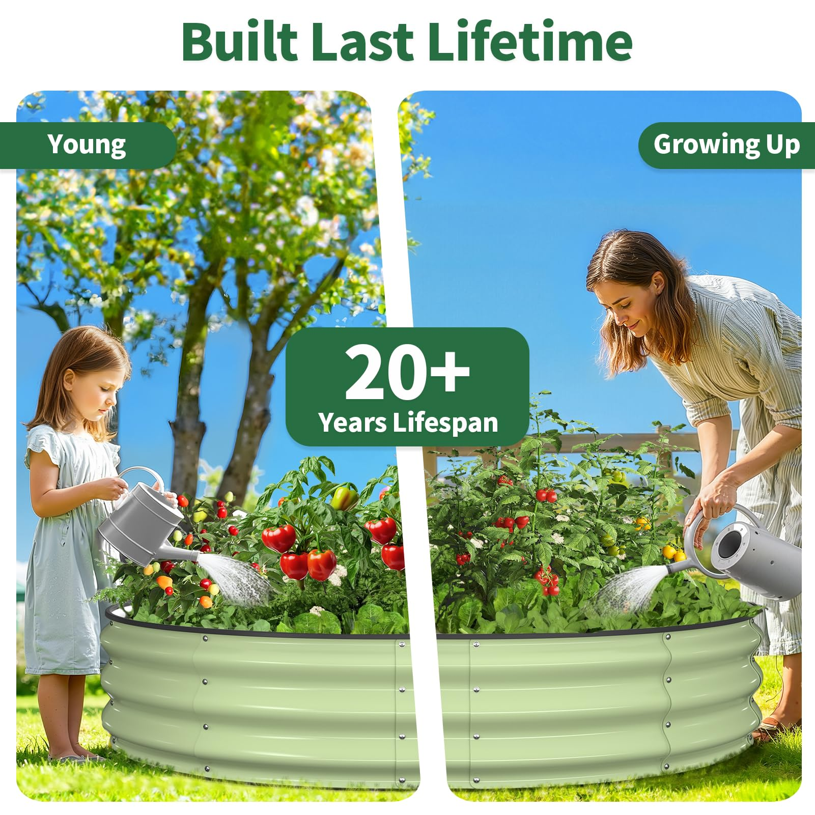 Galvanized Raised Garden Bed – Round Metal Planter Box for Vegetables, Flowers & Fruits