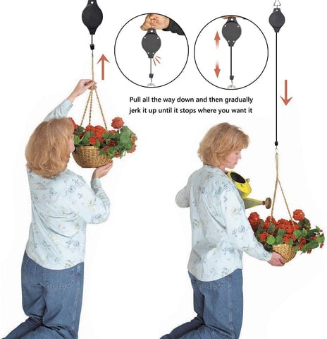 Retractable Pulley Plant Hanger – Easy Lift for 10kg Baskets 🌿🪂