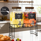 2-Pack 1-Gallon Glass Drink Dispensers – Stainless Steel Spout &Metal Stand 🥤