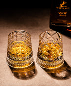 Rotating Whiskey Glass with Non-Spill Base