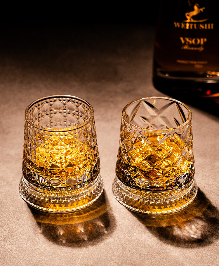 Rotating Whiskey Glass with Non-Spill Base