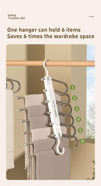 6 Layer Pants Hanger Space Saving Closet Organizer with 50mm Wide Spacing