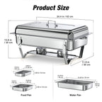 9QT Chafing Dish Set – Foldable Stainless Steel Buffet Warmer with Full or Multi-Size Pans