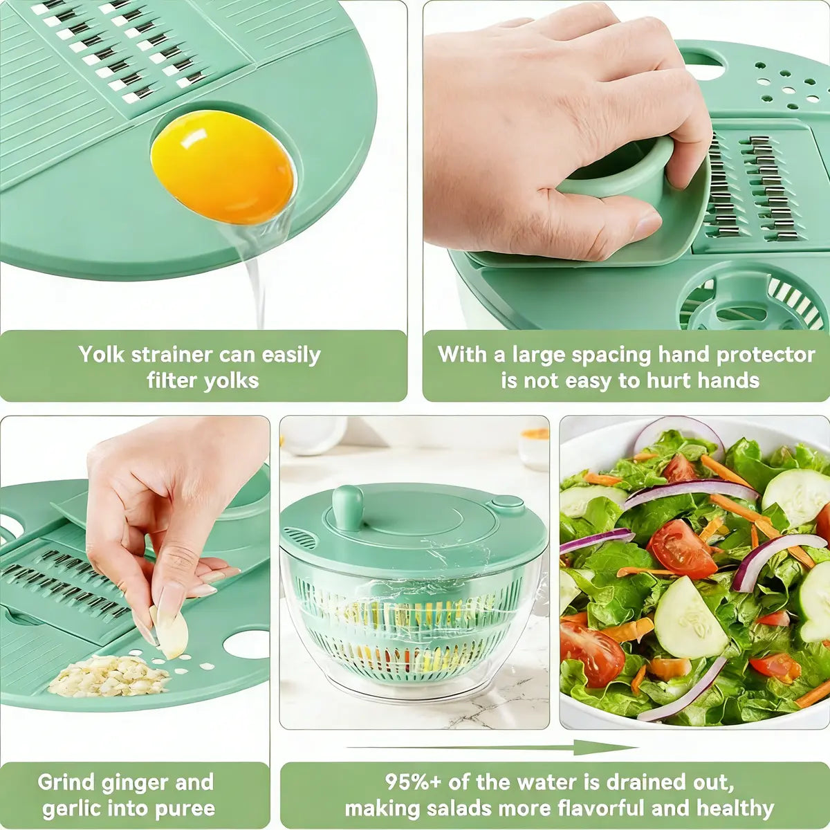 Salad Spinner & Chopper – Wash, Spin, Slice &Serve in One Bowl 🥗✨