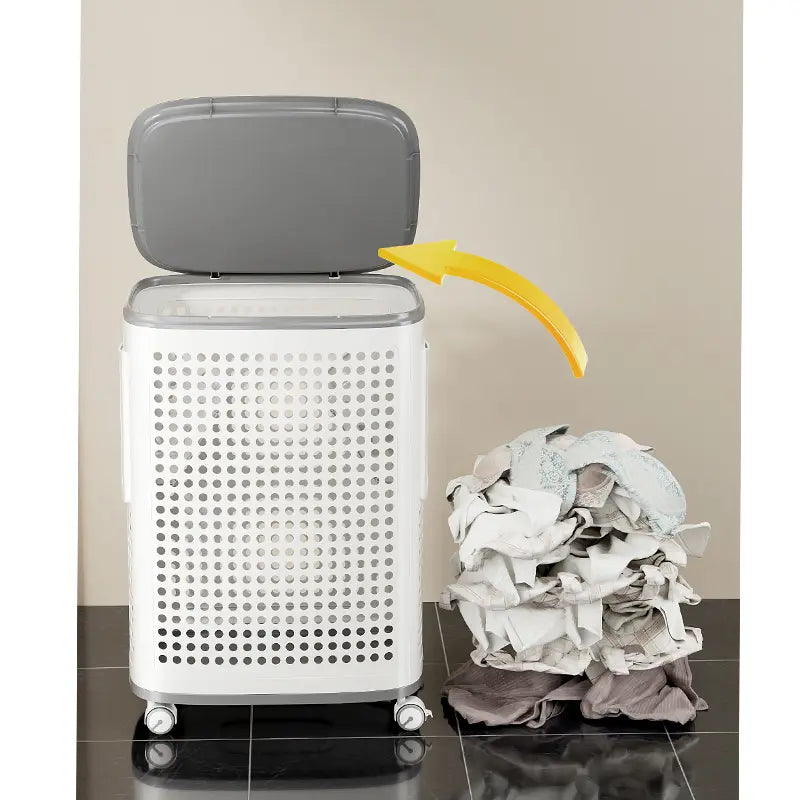 Laundry Basket with Wheels & Lid – Ventilated, Odor-Resistant, Portable Storage