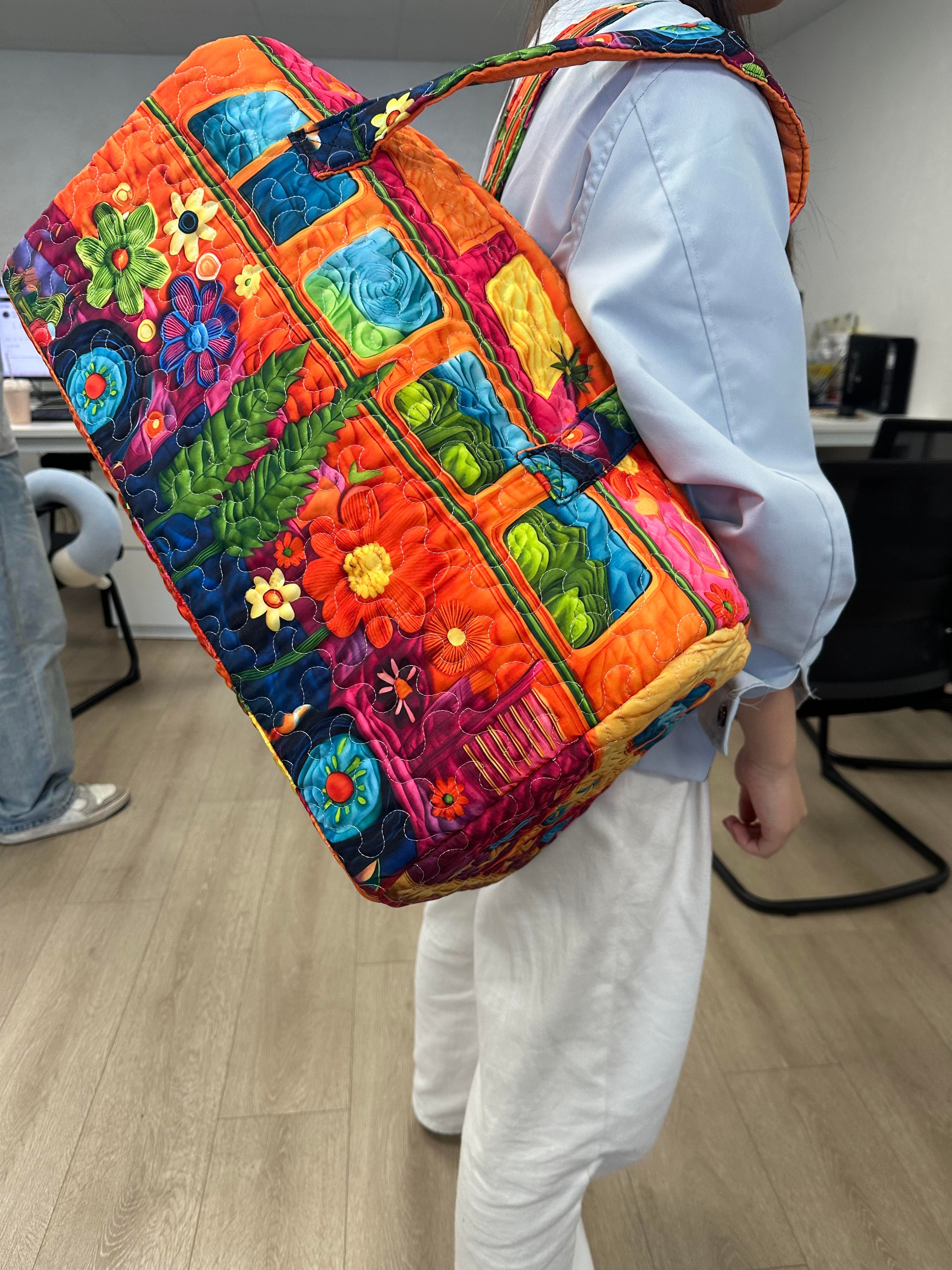 Unisex Boho Quilted Weekender Travel Bag, Lightweight & Comfortable, Hippie Design