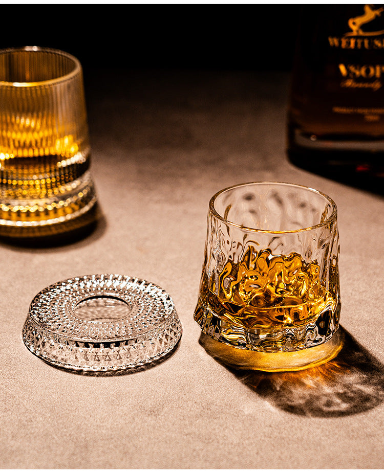 Rotating Whiskey Glass with Non-Spill Base