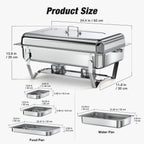 9QT Chafing Dish Set – Foldable Stainless Steel Buffet Warmer with Full or Multi-Size Pans