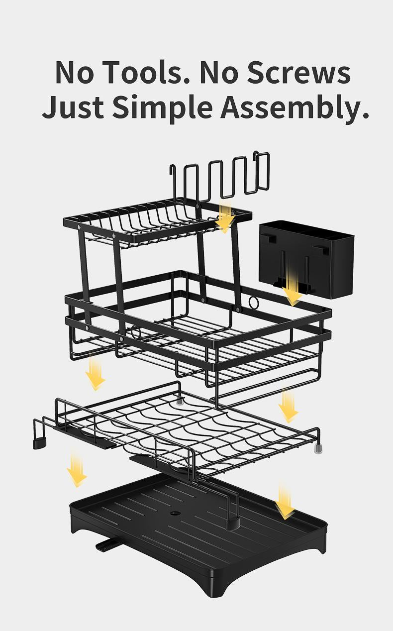 Foldable Dish Drying Rack with Pull‑Out Tray 🍽️🔄