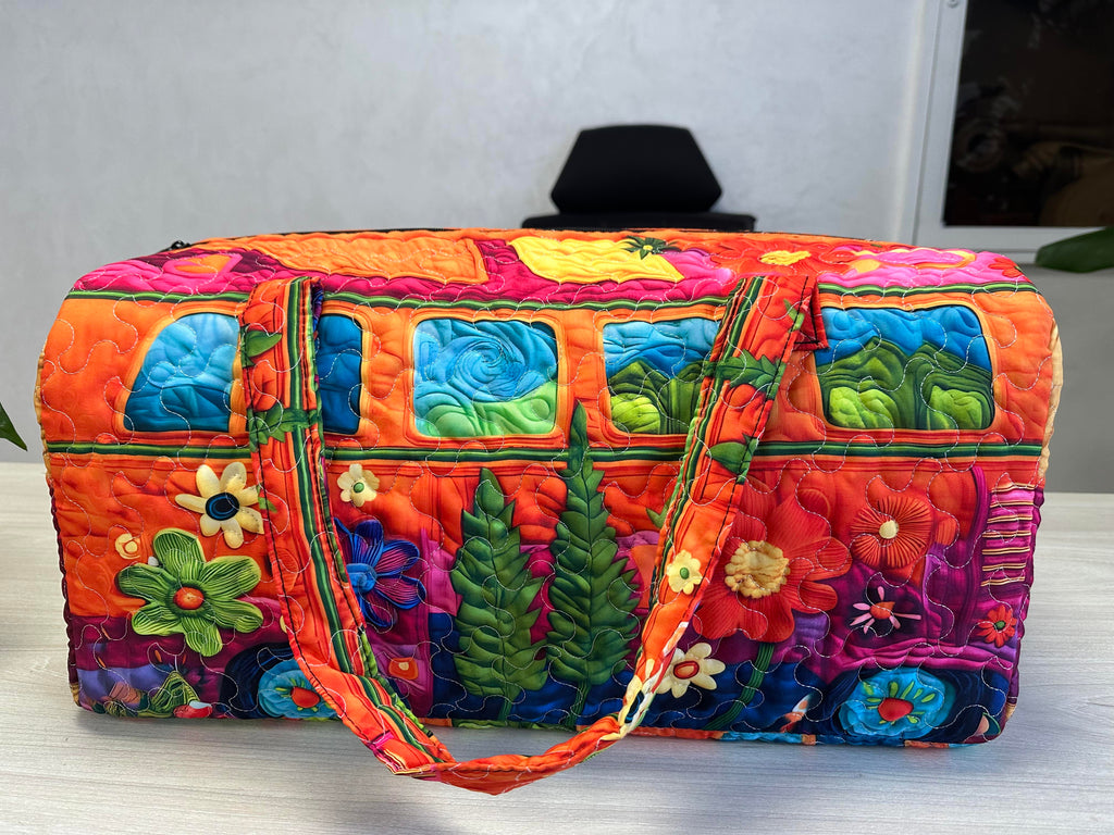 Unisex Boho Quilted Weekender Travel Bag, Lightweight & Comfortable, Hippie Design