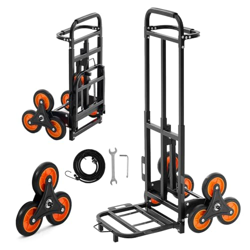 Stair Climbing Cart – 260 lb Capacity, Foldable with Telescoping Handle & 6 Mute Wheels