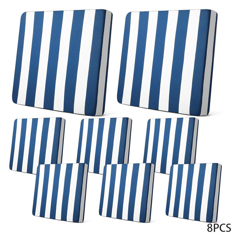 Stretch Patio Cushion Covers – Navy Trellis, Splash-Resistant 🛋️🌊