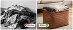Handwoven Wicker Storage Baskets – Set of 4&8, Vegan Leather Handles 🧺