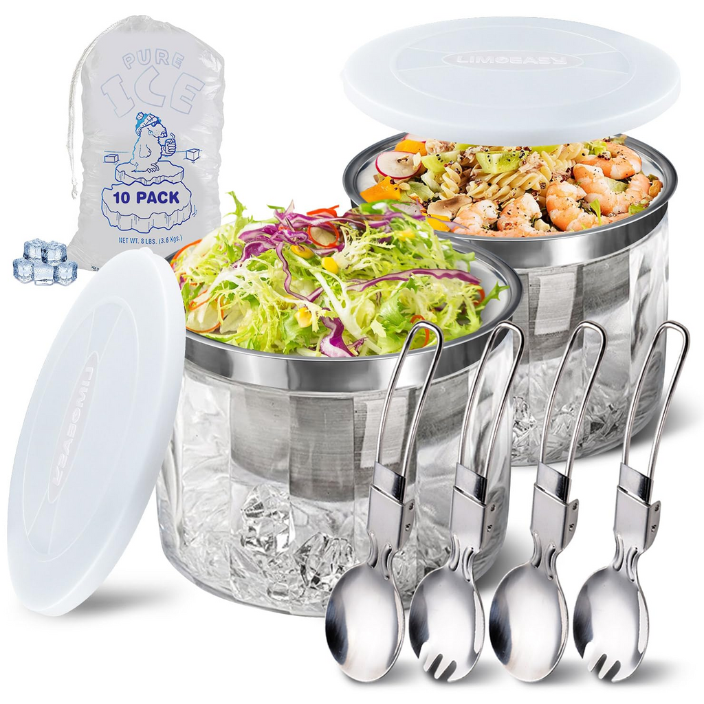 Ice Chilled Dip Bowl Set – 2‑Pack, Stainless Steel + Acrylic 🧊🥣