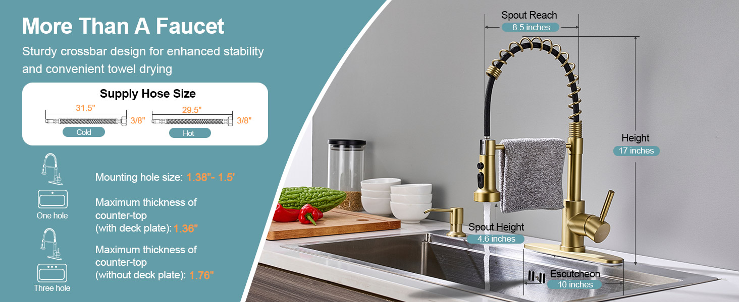Brushed Nickel Pull-Down Kitchen Faucet – Single Handle, Compact Design