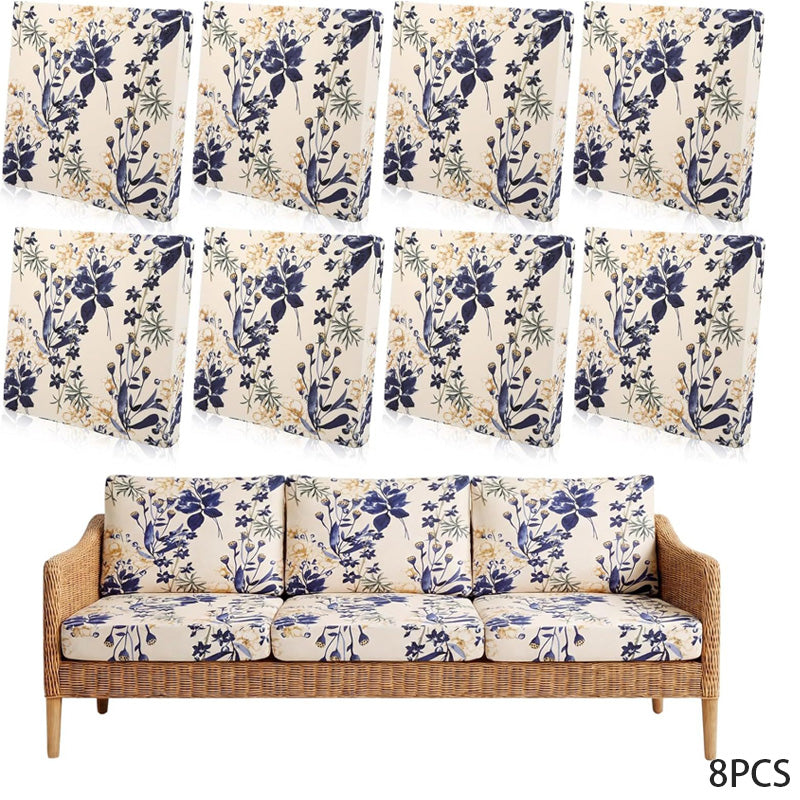 Stretch Patio Cushion Covers – Navy Trellis, Splash-Resistant 🛋️🌊