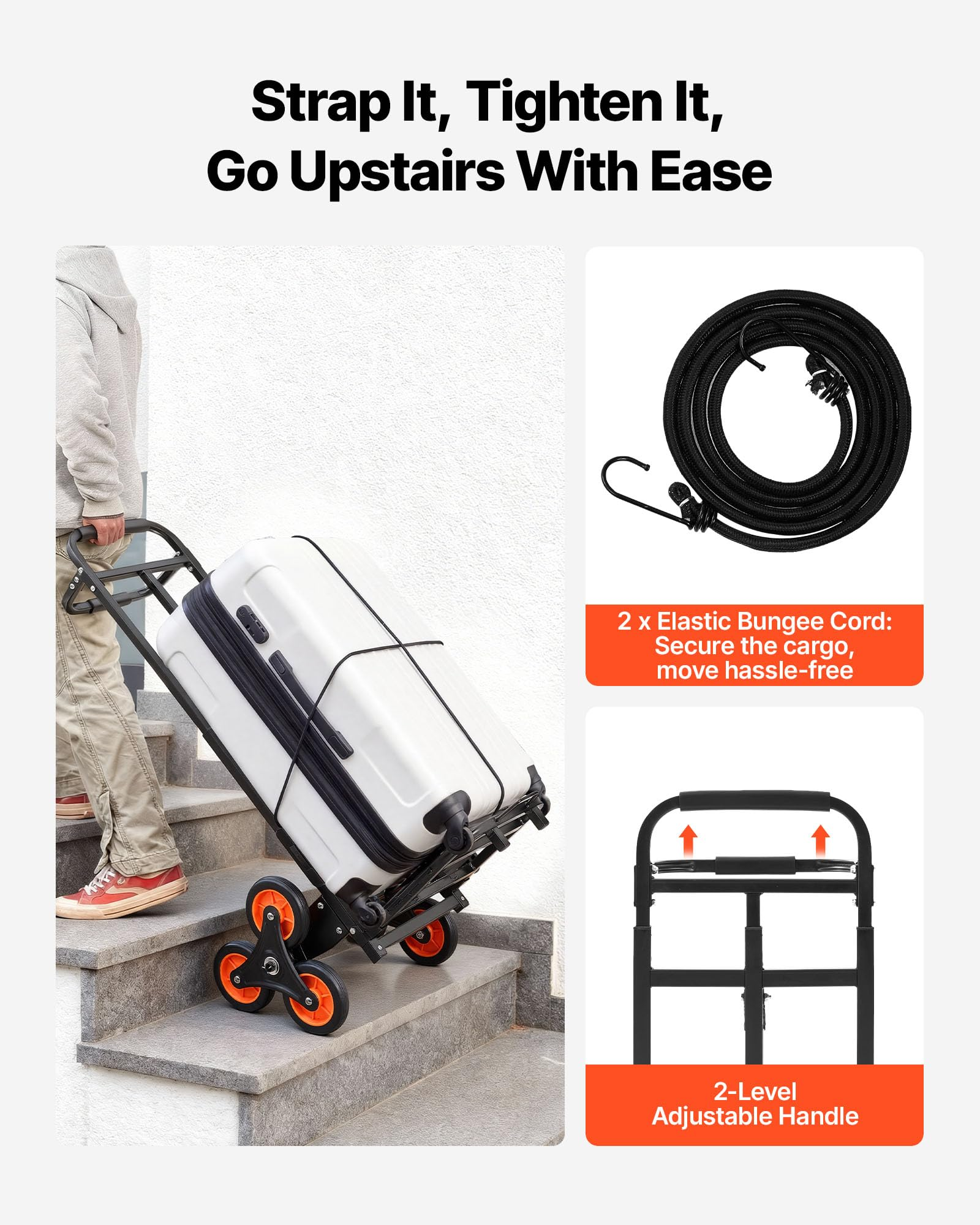 Stair Climbing Cart – 260 lb Capacity, Foldable with Telescoping Handle & 6 Mute Wheels