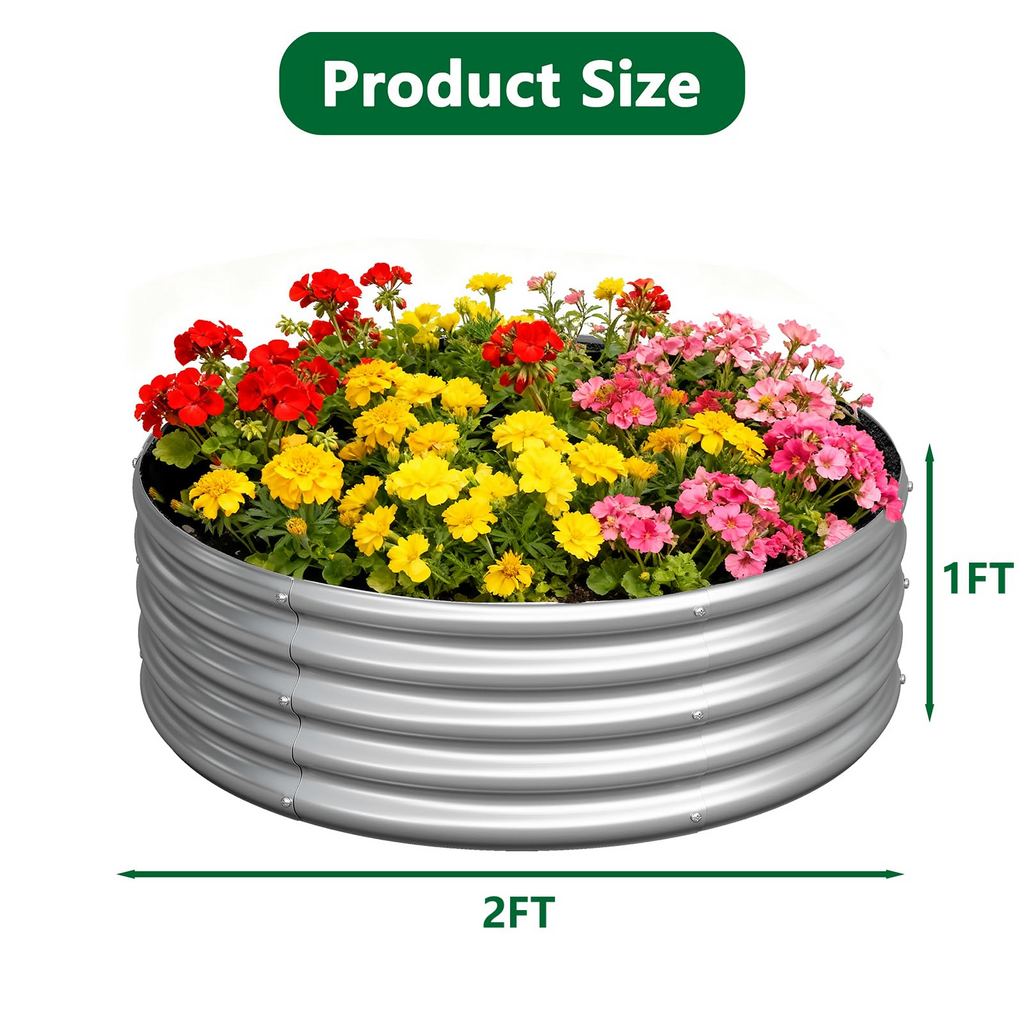Galvanized Raised Garden Bed – Round Metal Planter Box for Vegetables, Flowers & Fruits