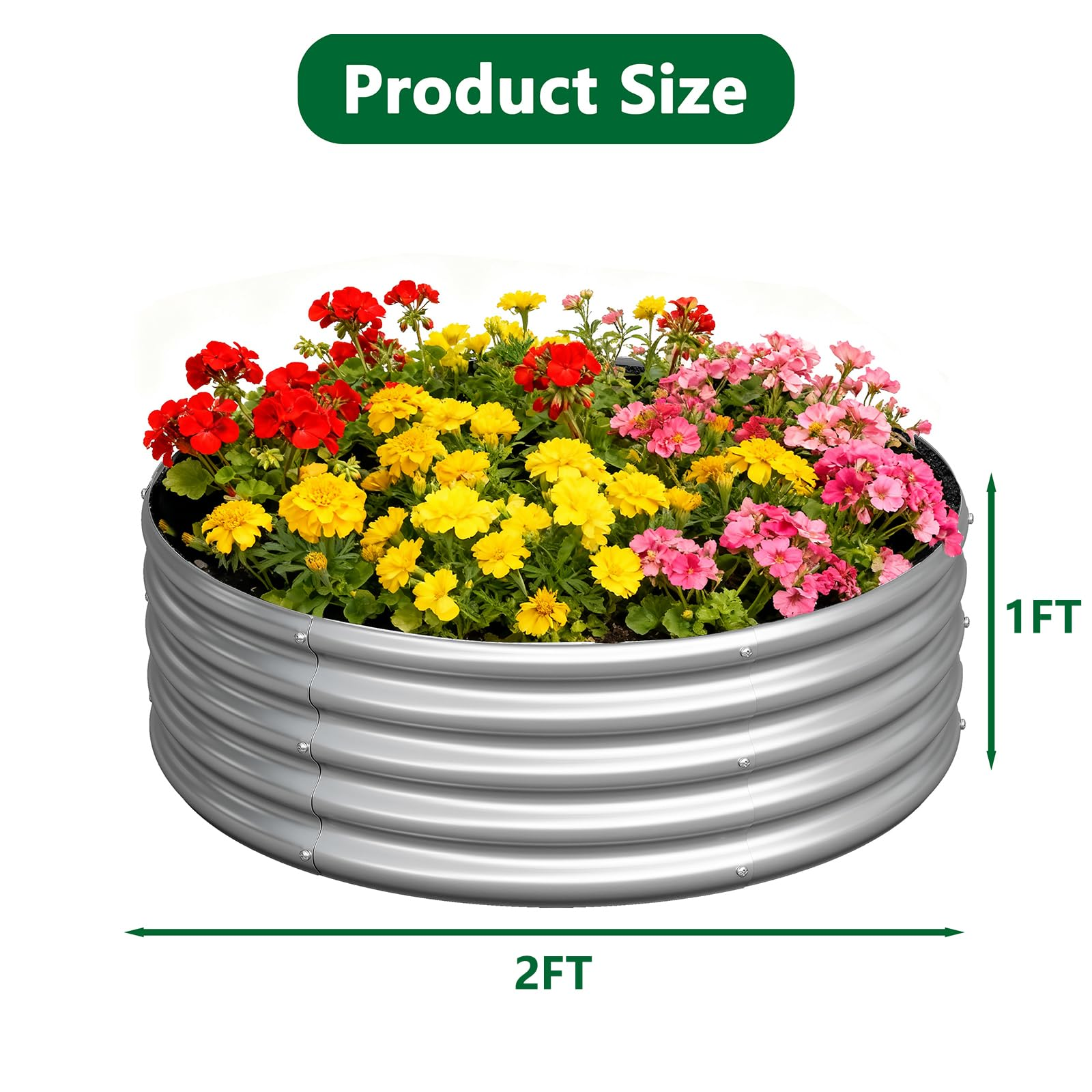 Galvanized Raised Garden Bed – Round Metal Planter Box for Vegetables, Flowers & Fruits