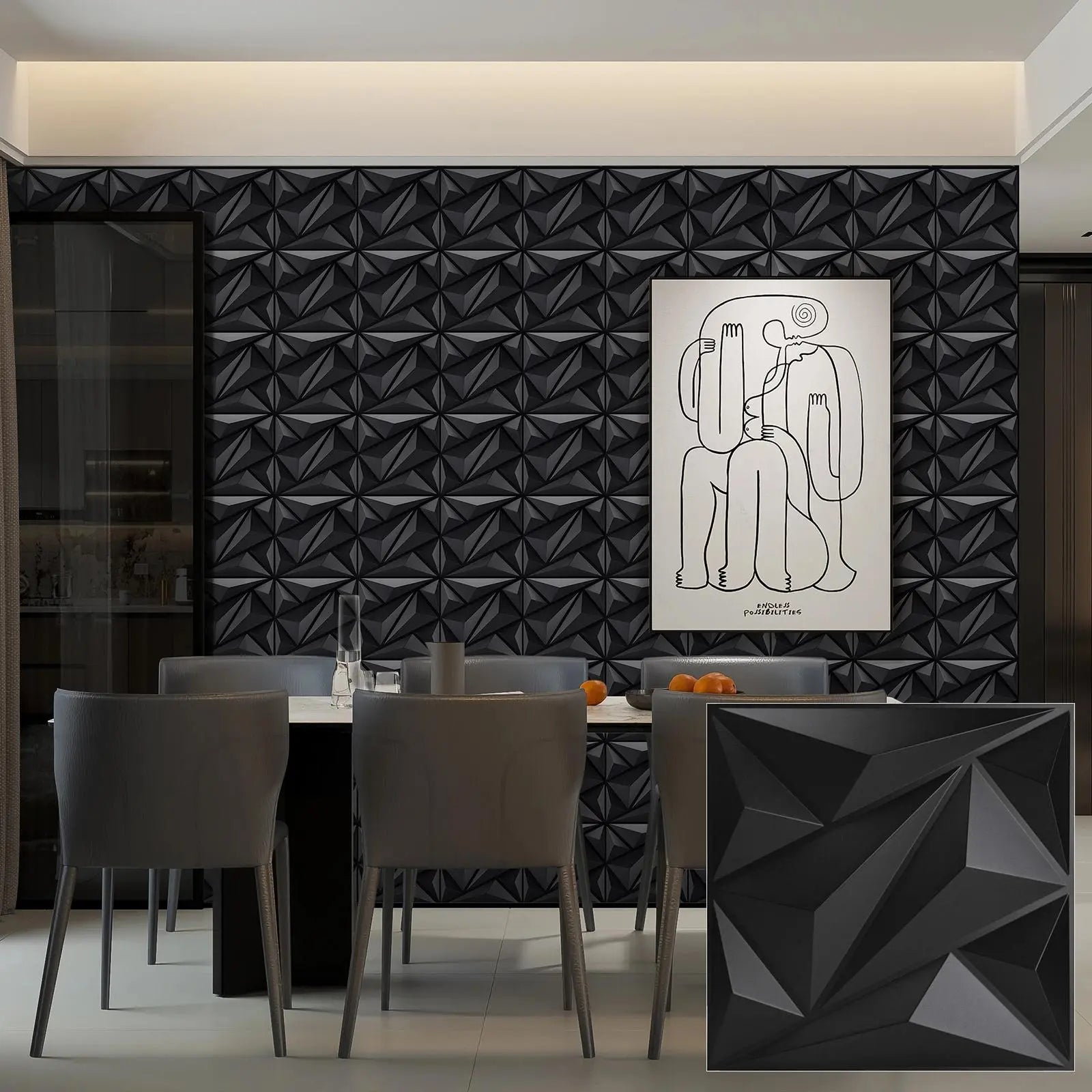 3D PVC Wall Panels – Diamond Texture Peel &Stick Tiles  ✨🧱