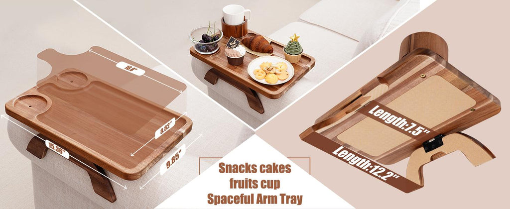 3-in-1 Acacia Wood Couch Arm Tray – Clip-On TV Tray &amp; Cup Holder 🛋️🥫