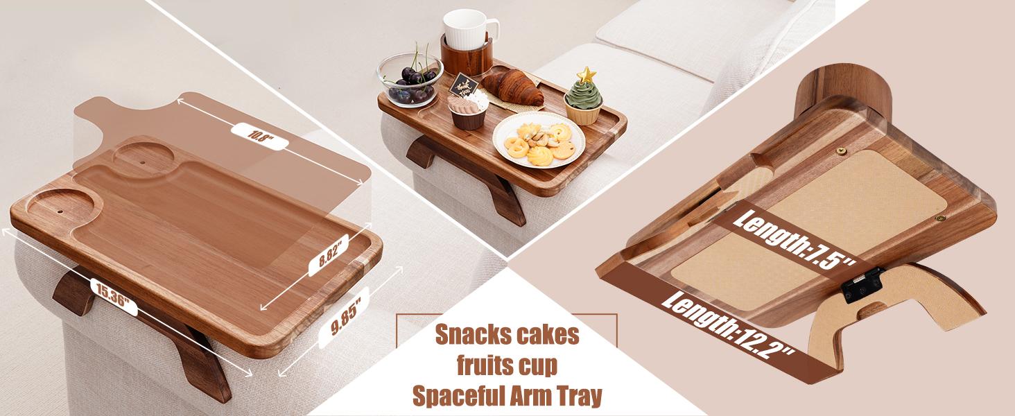 3-in-1 Acacia Wood Couch Arm Tray – Clip-On TV Tray &amp; Cup Holder 🛋️🥫