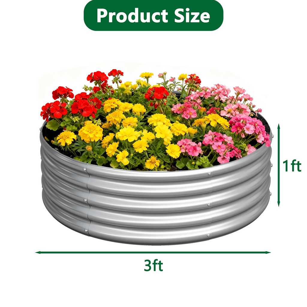 Galvanized Raised Garden Bed – Round Metal Planter Box for Vegetables, Flowers & Fruits