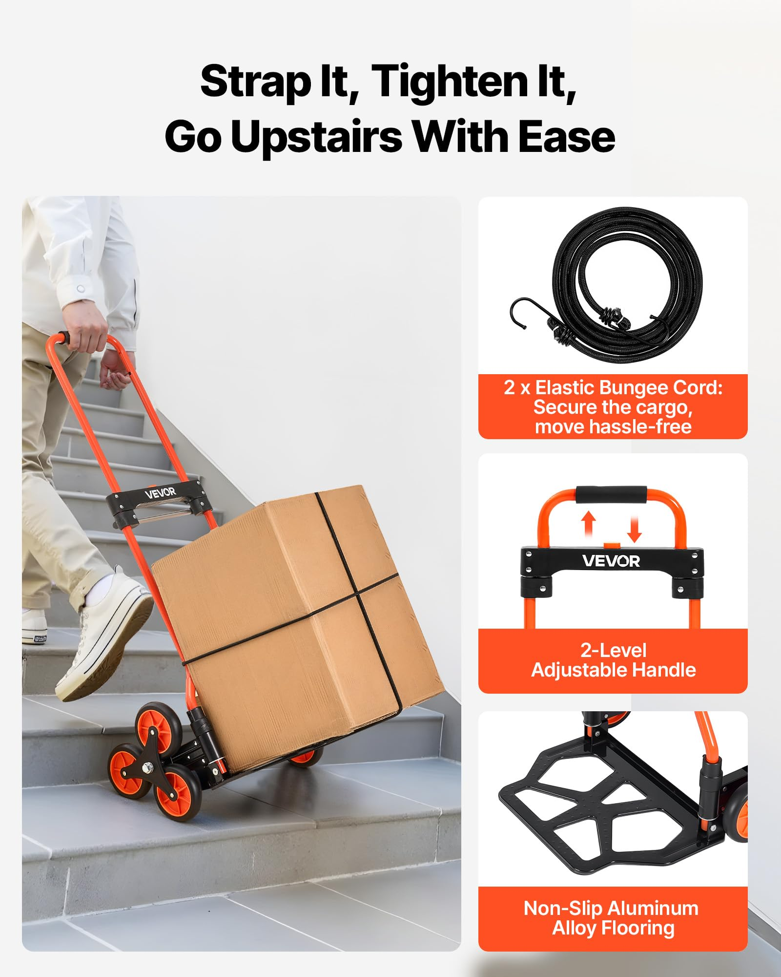 Stair Climbing Cart – 260 lb Capacity, Foldable with Telescoping Handle & 6 Mute Wheels