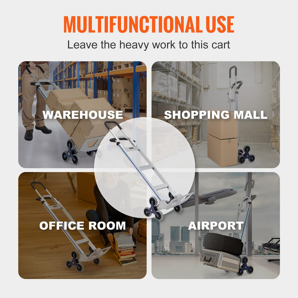Stair Climbing Cart – 260 lb Capacity, Foldable with Telescoping Handle & 6 Mute Wheels