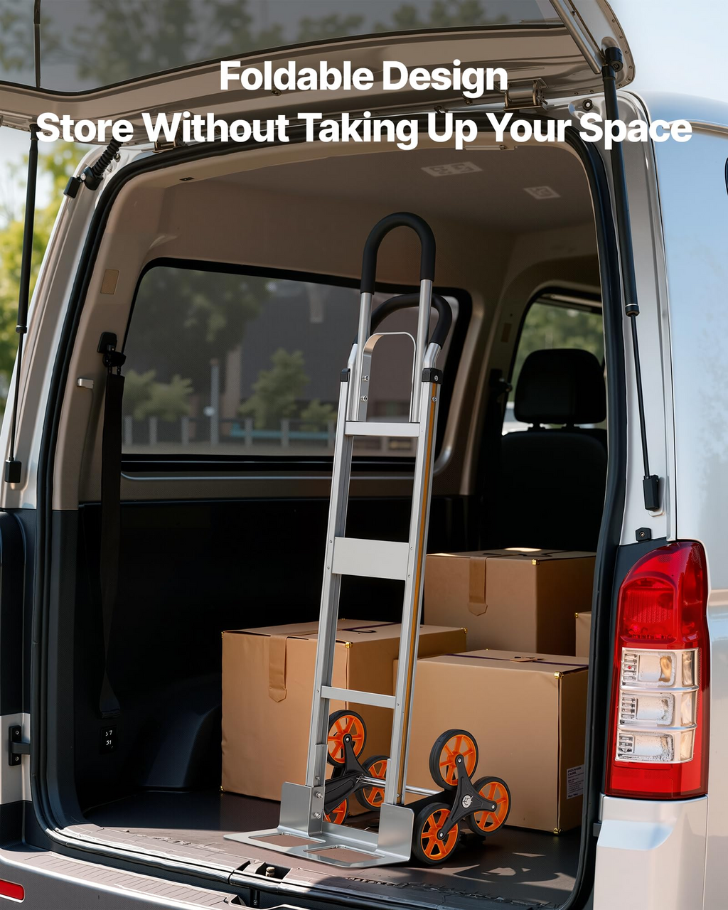 Stair Climbing Cart – 260 lb Capacity, Foldable with Telescoping Handle & 6 Mute Wheels
