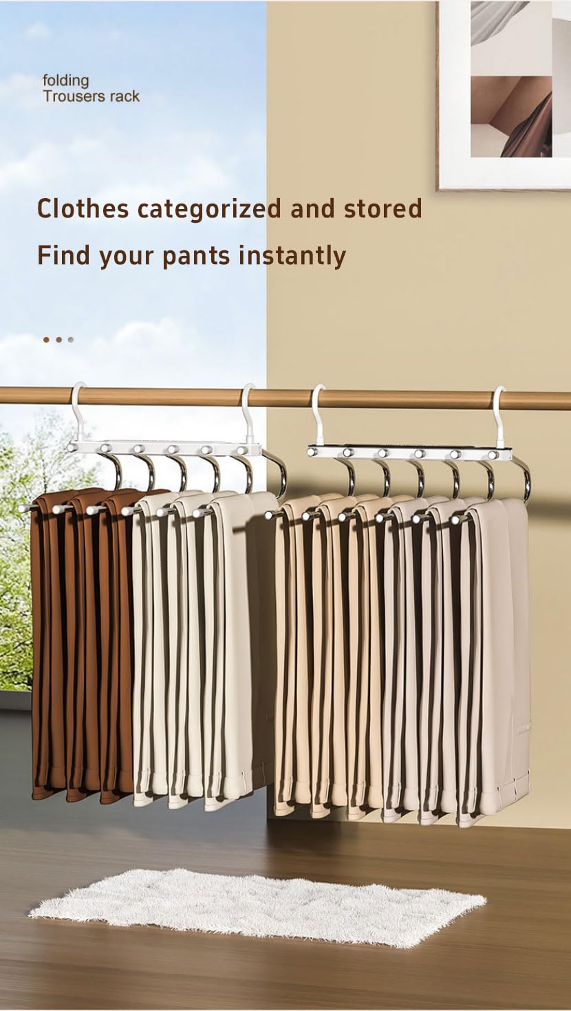 6 Layer Pants Hanger Space Saving Closet Organizer with 50mm Wide Spacing